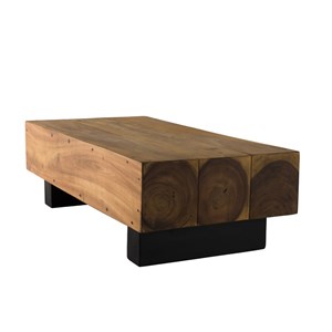 Sam - table basse poutres 120x60cm bois suar pieds noirs