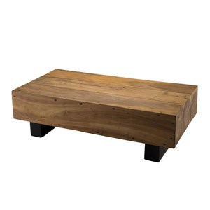 Sam - table basse poutres 120x60cm bois suar pieds noirs