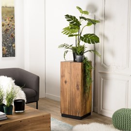 Sam - table d'appoint carrée haute 38x38cm bois suar piètement noir