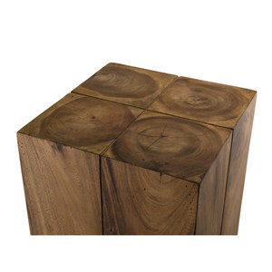 Sam - table d'appoint carrée haute 38x38cm bois suar piètement noir