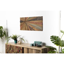 Sam - décoration murale rect. 100x40cm bois teck recyclé multicolore