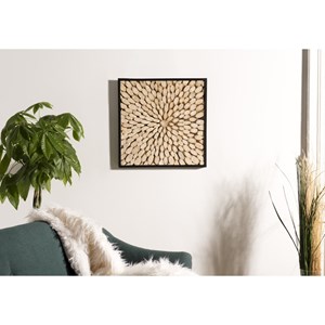 Sam - décoration murale carrée 60x60cm branches bois teck nature