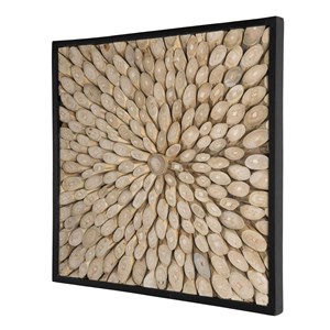 Sam - décoration murale carrée 60x60cm branches bois teck nature