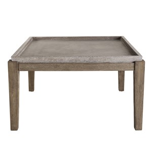 Hector - table basse de jardin béton 83x83 cm pieds en bois acacia