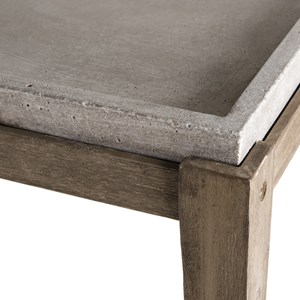 Hector - table basse de jardin béton 83x83 cm pieds en bois acacia