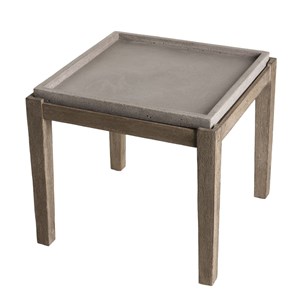 Hector - table d'appoint de jardin béton 53x53 cm et pieds bois acacia
