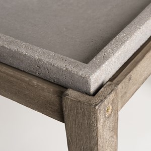 Hector - table d'appoint de jardin béton 53x53 cm et pieds bois acacia
