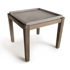 Hector - table d'appoint de jardin béton 53x53 cm et pieds bois acacia