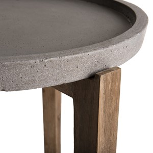 Hector - table d'appoint de jardin béton diam 50 cm pieds bois acacia