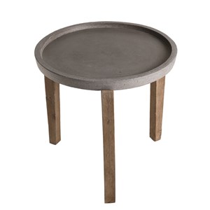Hector - table d'appoint de jardin béton diam 50 cm pieds bois acacia