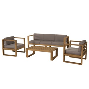 Kim - salon de jardin bois teck avec canapé 3p. 2 fauteuils et 1 table basse