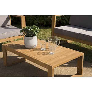 Kim - salon de jardin bois teck avec canapé 3p. 2 fauteuils et 1 table basse