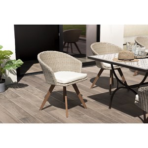 Vick - chaise de jardin en rotin en bois acacia et coussin blanc
