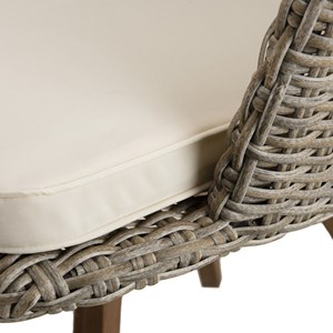 Vick - chaise de jardin en rotin en bois acacia et coussin blanc