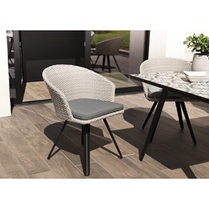 Vick - chaise de jardin en rotin synthétique gris avec coussin gris