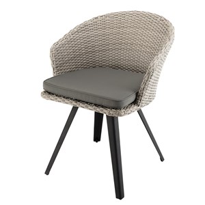 Vick - chaise de jardin en rotin synthétique gris avec coussin gris