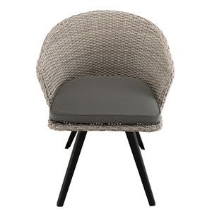 Vick - chaise de jardin en rotin synthétique gris avec coussin gris