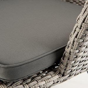 Vick - chaise de jardin en rotin synthétique gris avec coussin gris