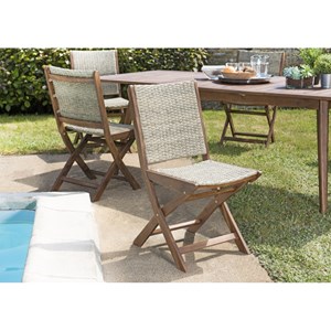 Vick - ensemble de 2 chaises de jardin pliantes bois acacia et rotin