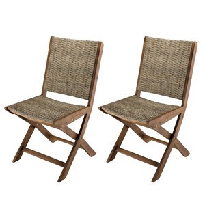 Vick - ensemble de 2 chaises de jardin pliantes bois acacia et rotin