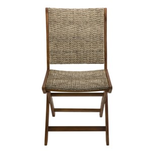 Vick - ensemble de 2 chaises de jardin pliantes bois acacia et rotin