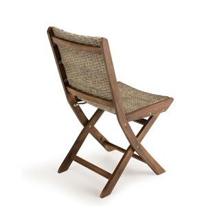 Vick - ensemble de 2 chaises de jardin pliantes bois acacia et rotin