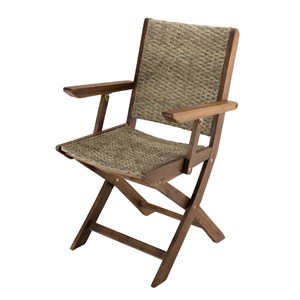 Vick - ensemble de 2 fauteuils de jardin pliants bois acacia et rotin