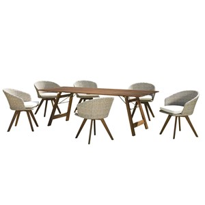 Vick - ensemble de jardin bois acacia, table rect. + 6 fauteuils