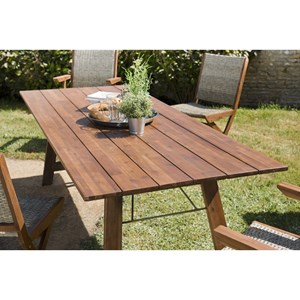 Vick - ensemble de jardin bois d'acacia, table + 4 chaises 2 fauteuils