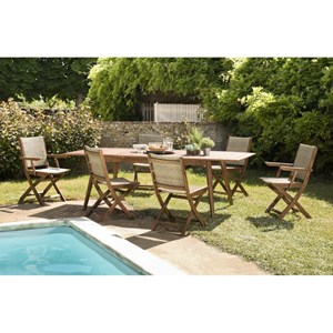 Vick - ensemble de jardin bois table ext. 4 chaises + 2 fauteuils