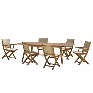 Vick - ensemble de jardin bois table ext. 4 chaises + 2 fauteuils