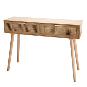 Rodrigo - console couleur naturelle 2 tiroirs bois cannage