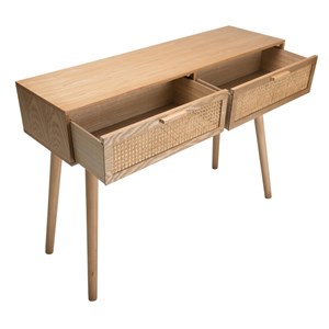Rodrigo - console couleur naturelle 2 tiroirs bois cannage