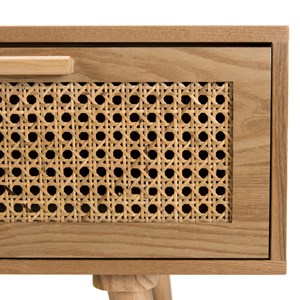 Rodrigo - meuble tv couleur naturelle 3 tiroirs bois cannage