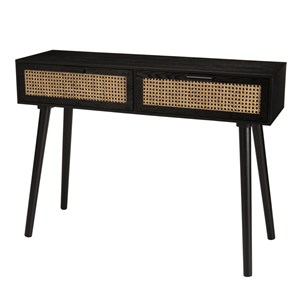 Angelo - console noire bois 2 tiroirs cannage