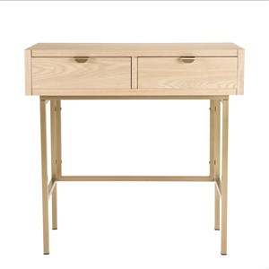 Aline - console bois 2 tiroirs pieds métal doré