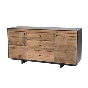 Dandy - buffet 2 portes 3 tiroirs bois pin recyclé naturel et noir