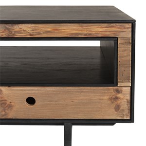 Dandy - table basse 4 tiroirs 1 niche bois pin recyclé naturel et noir