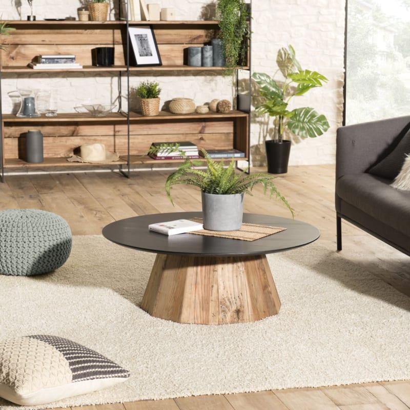 Dandy - table basse ronde bois pin recyclé dandy