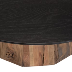 Dandy - table basse ronde 90x90cm bois pin recyclé plateau noir