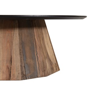 Dandy - table basse ronde 90x90cm bois pin recyclé plateau noir