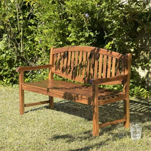 Maeva - banc de jardin ovale en bois teck huilé