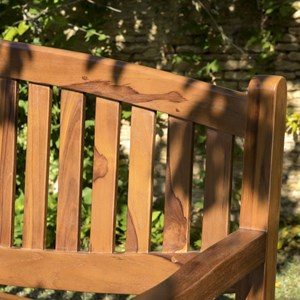 Maeva - banc de jardin ovale en bois teck huilé