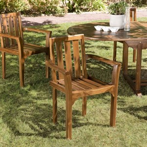 Maeva - ensemble de 2 fauteuils empilables en bois teck huilé