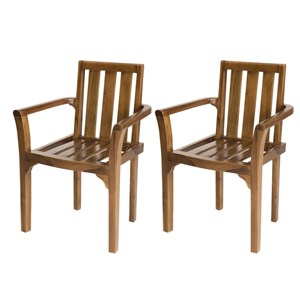 Maeva - ensemble de 2 fauteuils empilables en bois teck huilé