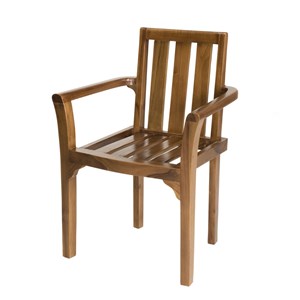 Maeva - ensemble de 2 fauteuils empilables en bois teck huilé
