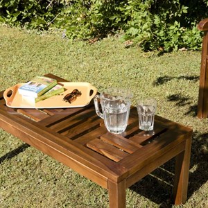 Maeva - table basse de jardin rect. 100 x 50 cm en bois teck huilé