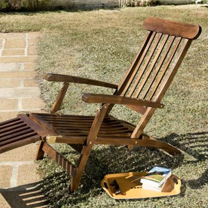 Maeva - chaise longue de jardin en bois teck huilé