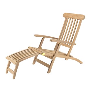Fun - chaise longue de jardin en bois teck brut