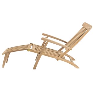 Fun - chaise longue de jardin en bois teck brut